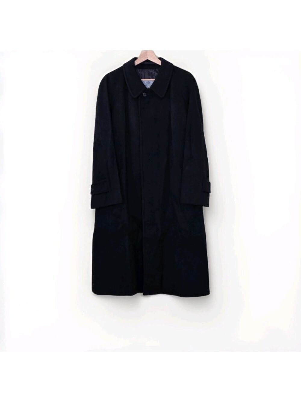 Vtg Aquascutum of London Pure Cashmere Overcoat 36 L Black England Made Timeless